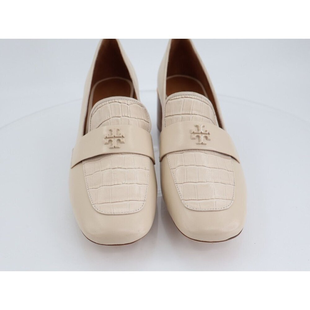 Tory Burch Everly 55mm Women 11 Loafers Cream Embossed Croc Leather Block Heel - Picture 4 of 15